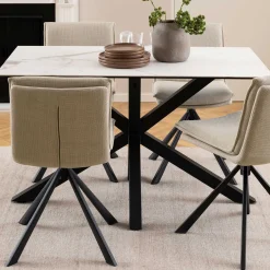 Emob Esstisch Hennie - 135x80x75,5cm - Keramikplatte - er Marmor