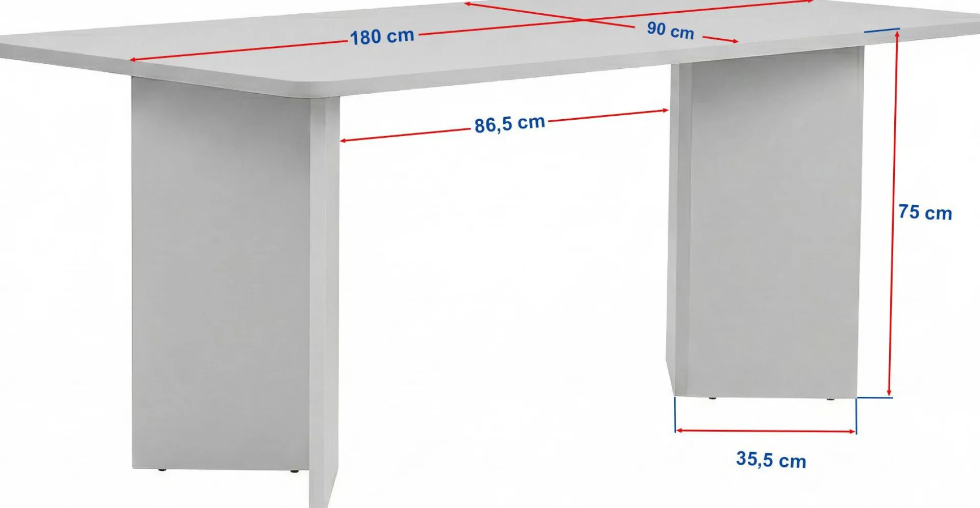 Emob Esstisch Linza - 100% MELAMINE - Holz - 75 x 90 x 180 cm