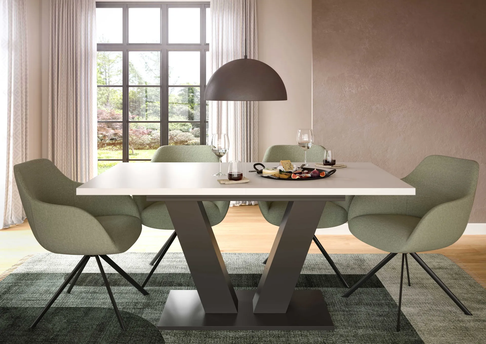Xonox Esstisch Motion Emob - Ausziehbar 150-190x76x90 cm - Weiß/Grau