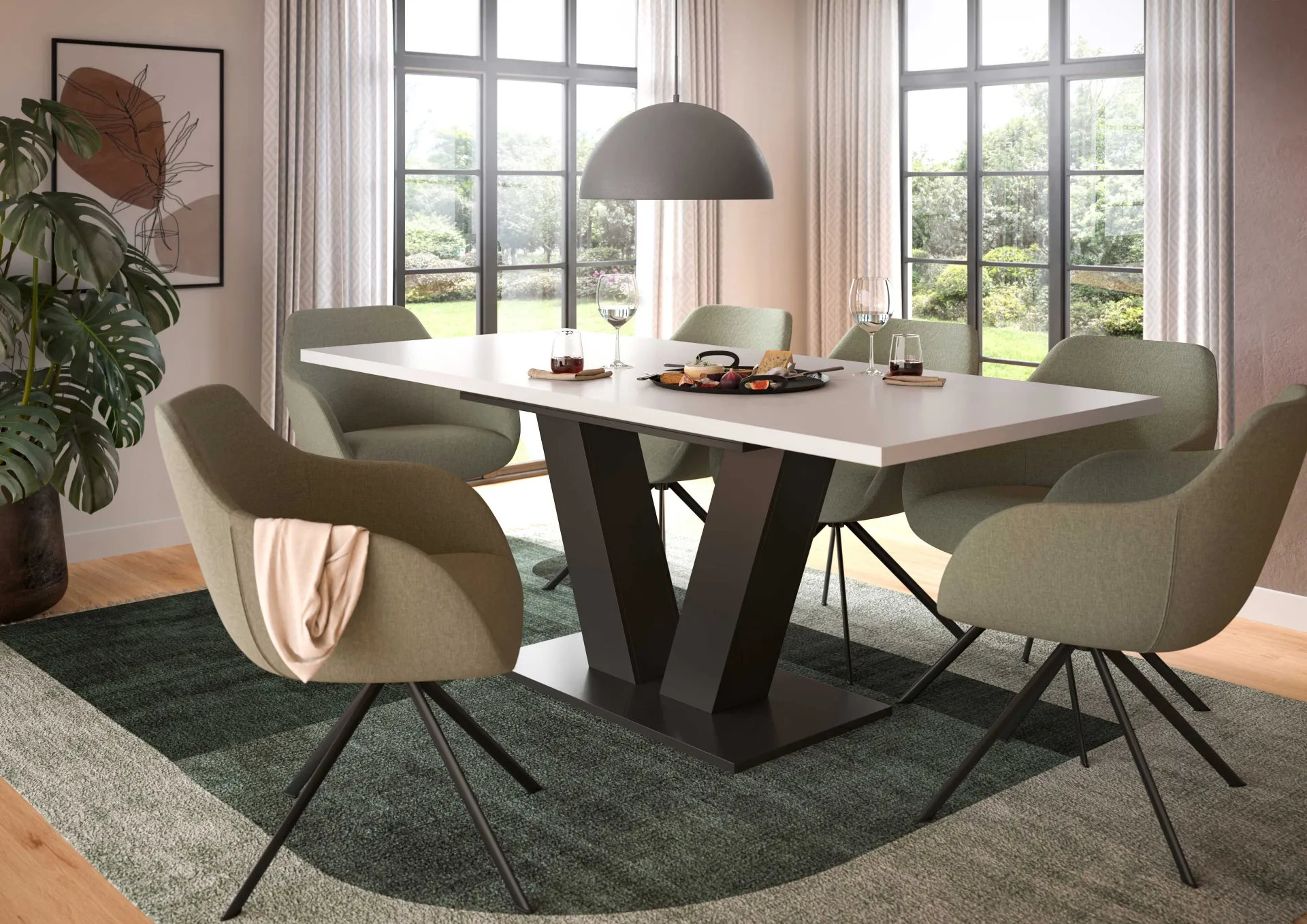 Xonox Esstisch Motion Emob - Ausziehbar 150-190x76x90 cm - Weiß/Grau