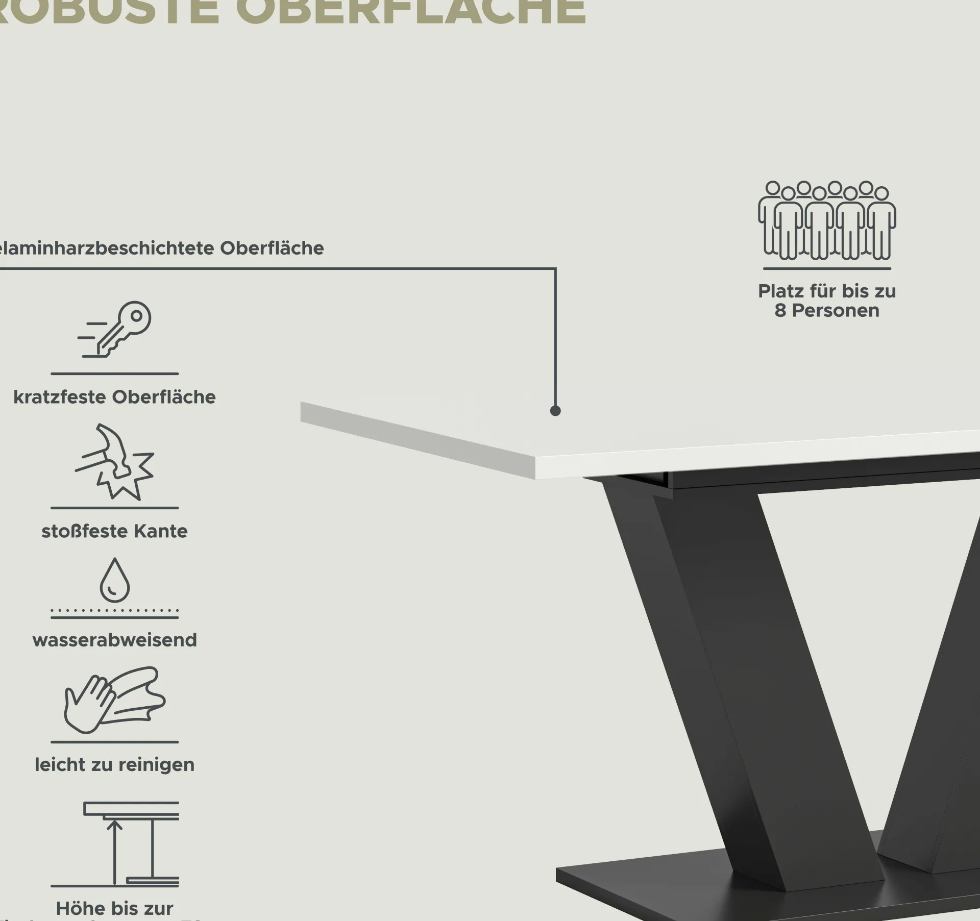 Xonox Esstisch Motion Emob - Ausziehbar 150-190x76x90 cm - Weiß/Grau
