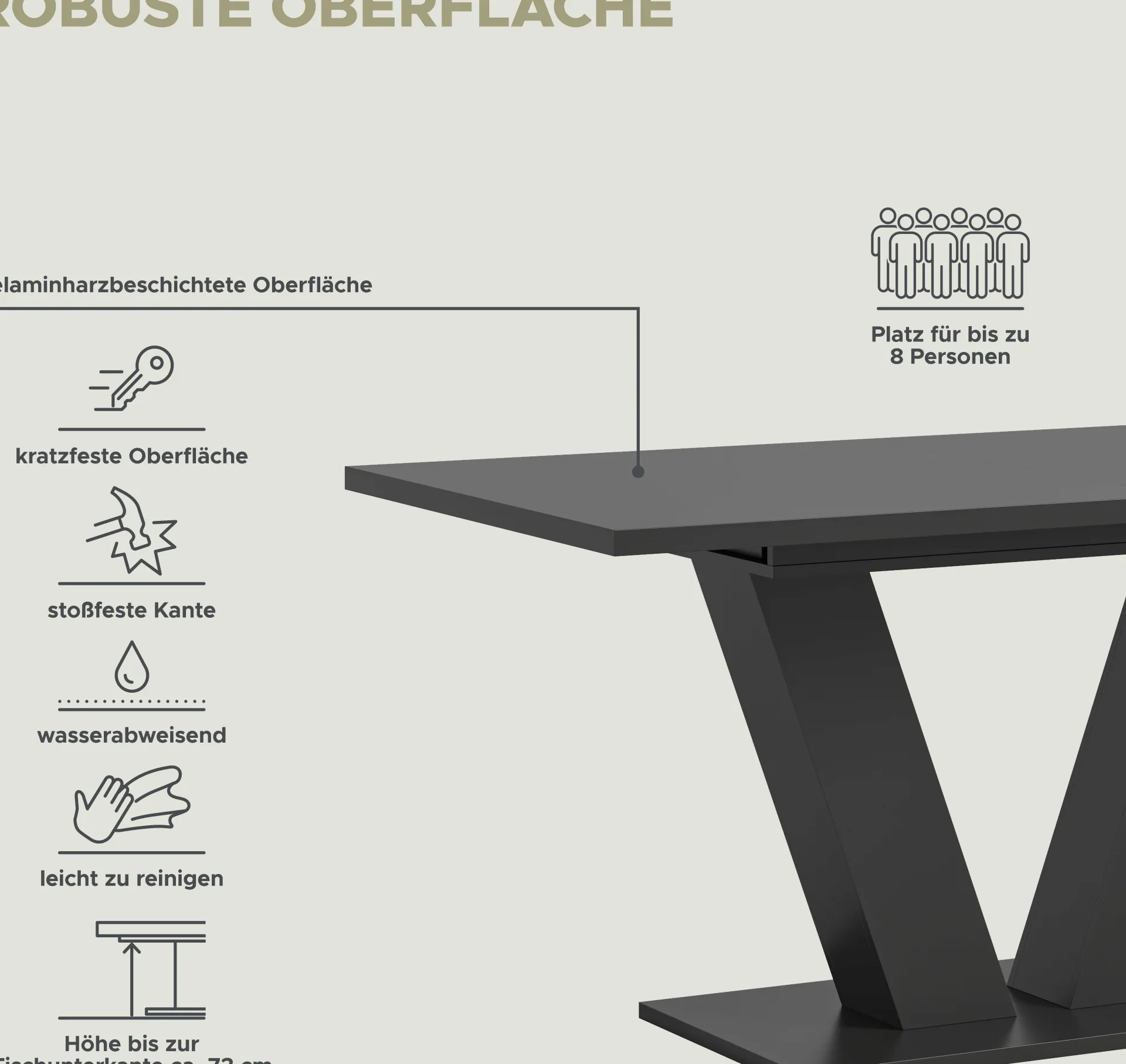 Xonox Esstisch Motion Emob - FSC-Spaanplatte - 150-190x76x90 cm