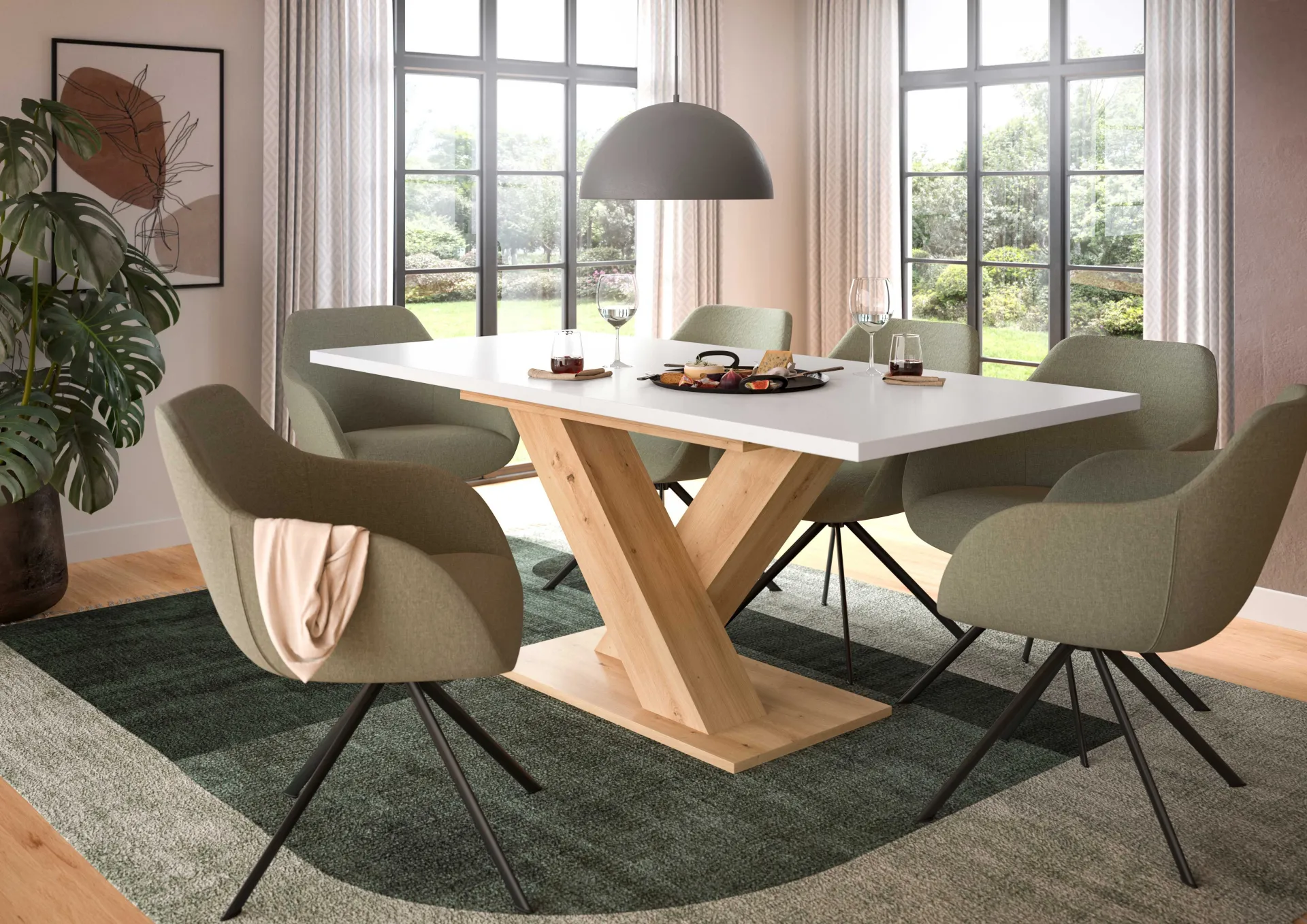 Xonox Esstisch Motion Emob – weiß/Artisan – 150-190x76x90 cm