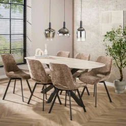 Emob Esstisch Romano Oval 180cm aus keramischem Travertin