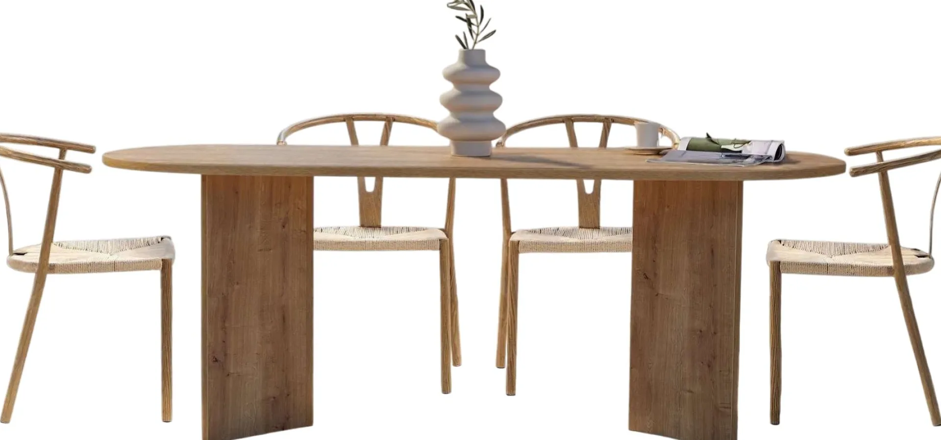 Emob Esstisch Sabella - 100% MELAMINE - Saphireiche - 75 x 90 x 200 cm