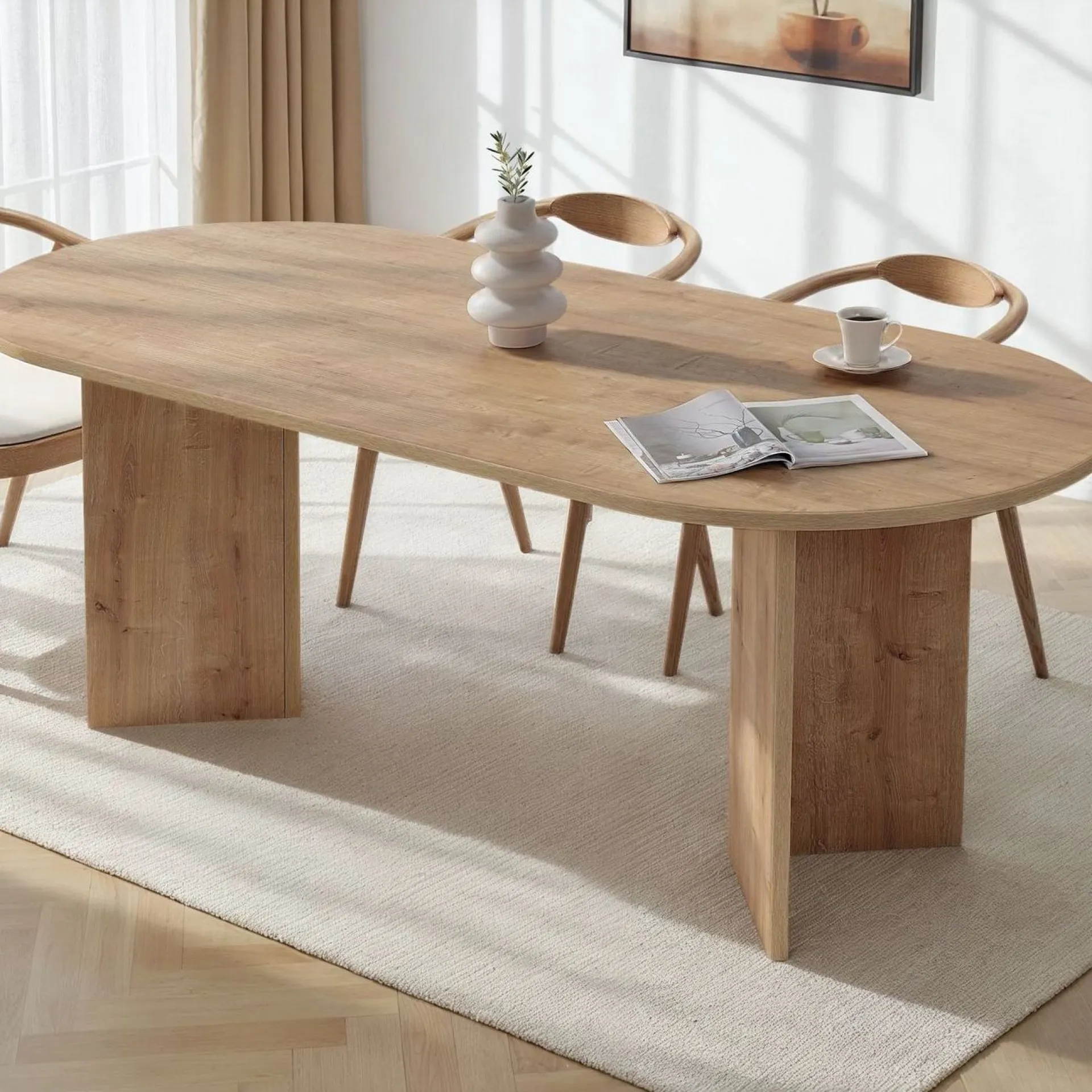 Emob Esstisch Sabella - 100% MELAMINE - Saphireiche - 75 x 90 x 200 cm