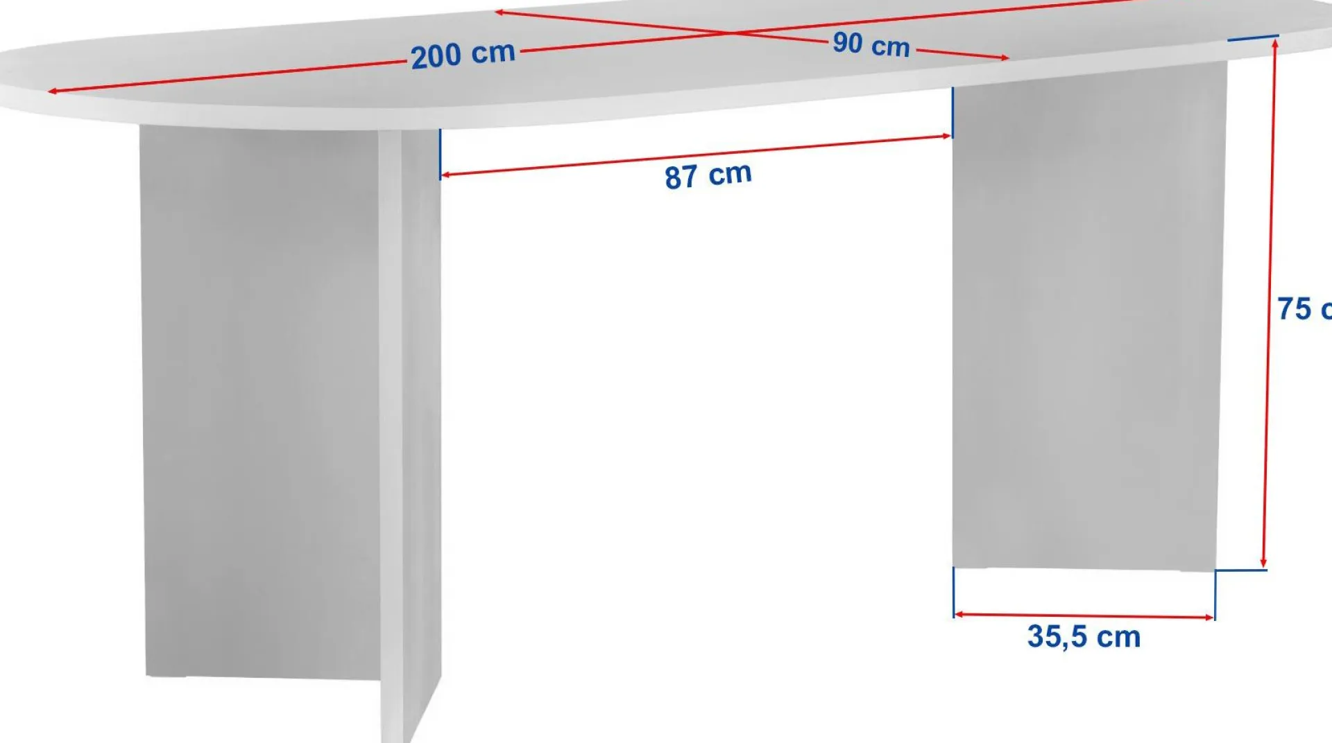 Emob Esstisch Sabella - 100% MELAMINE - Saphireiche - 75 x 90 x 200 cm