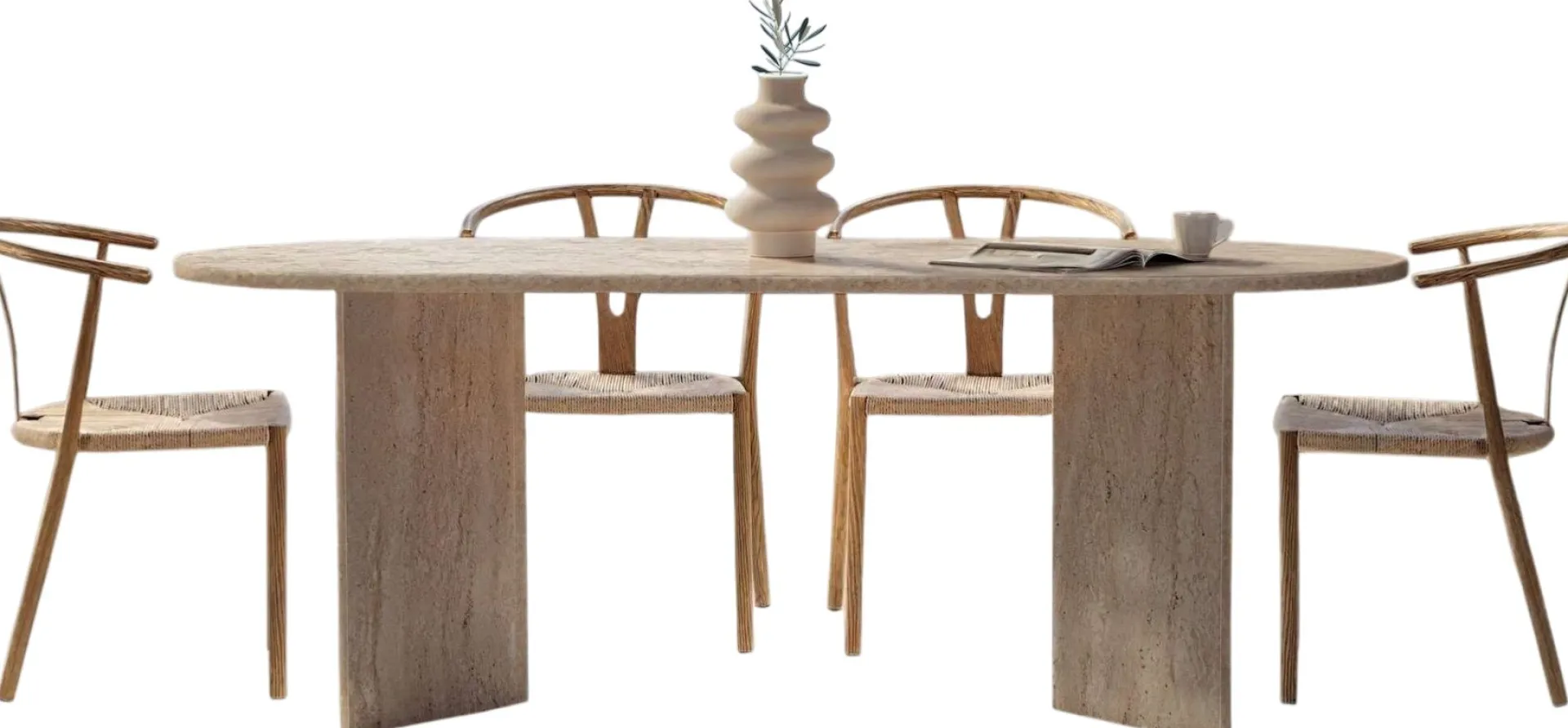 Emob Esstisch Sabella - 100% MELAMINE - Travertin - 75 x 90 x 200 cm