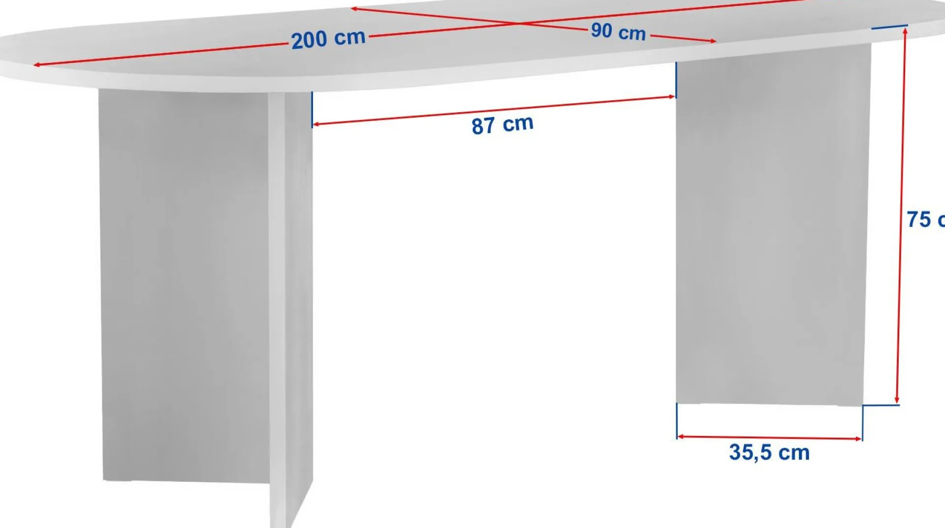 Emob Esstisch Sabella - 100% MELAMINE - Travertin - 75 x 90 x 200 cm