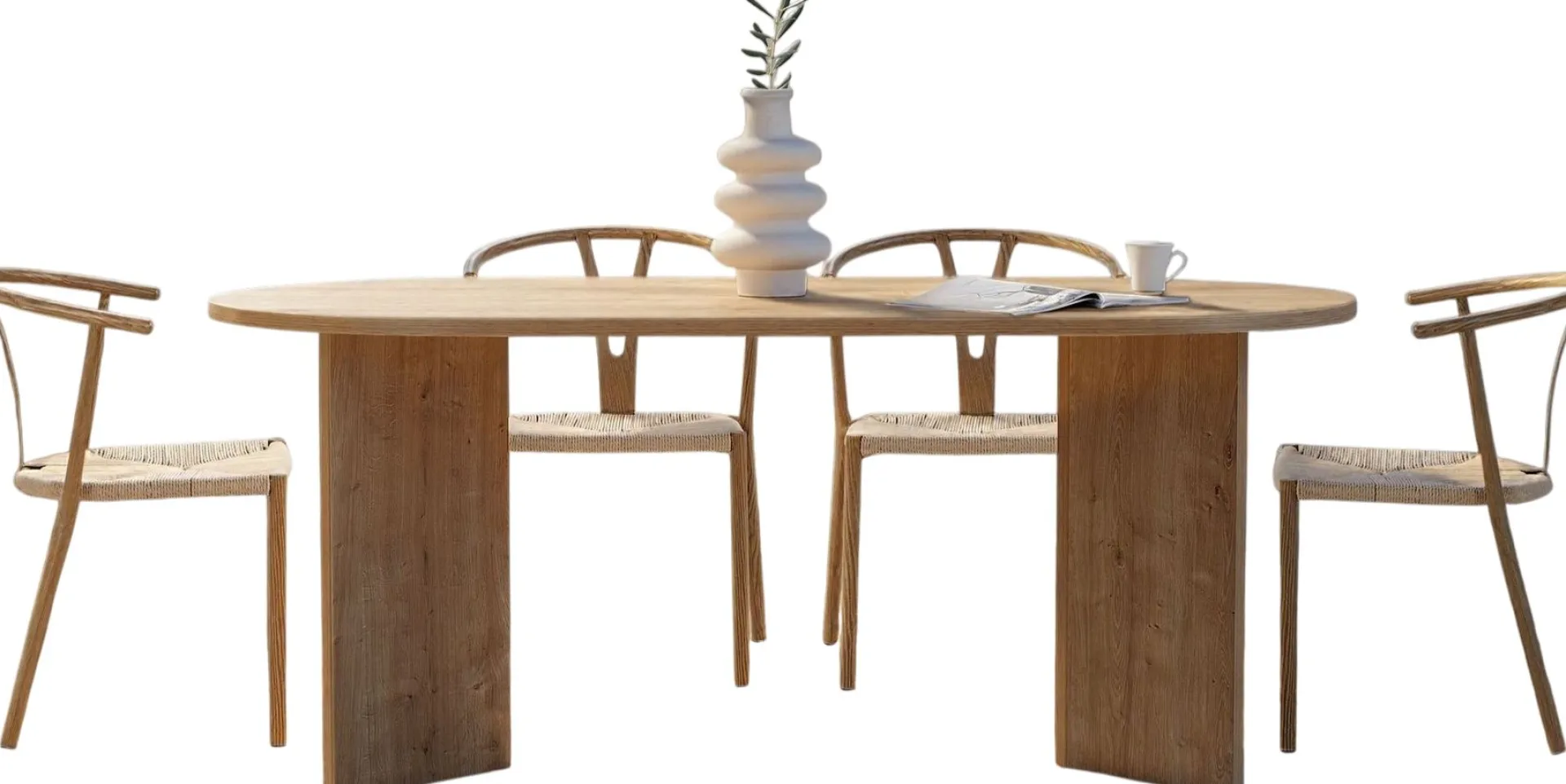 Emob Esstisch Sablin - 100% MELAMINE - Saphireiche - 75 x 90 x 180 cm
