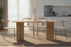 Emob Esstisch Sablin - 100% MELAMINE - Saphireiche - 75 x 90 x 180 cm