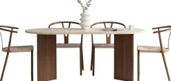 Emob Esstisch Sablin - 100% MELAMINE - Travertin - 75 x 90 x 180 cm