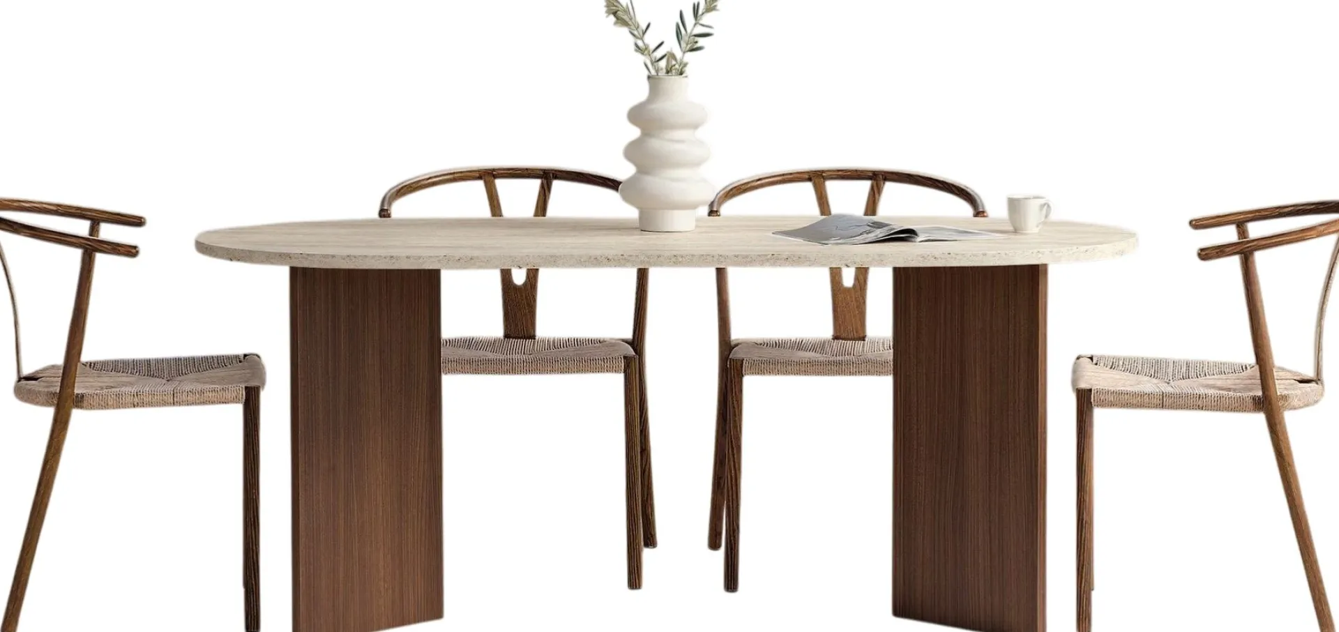 Emob Esstisch Sablin - 100% MELAMINE - Travertin - 75 x 90 x 180 cm