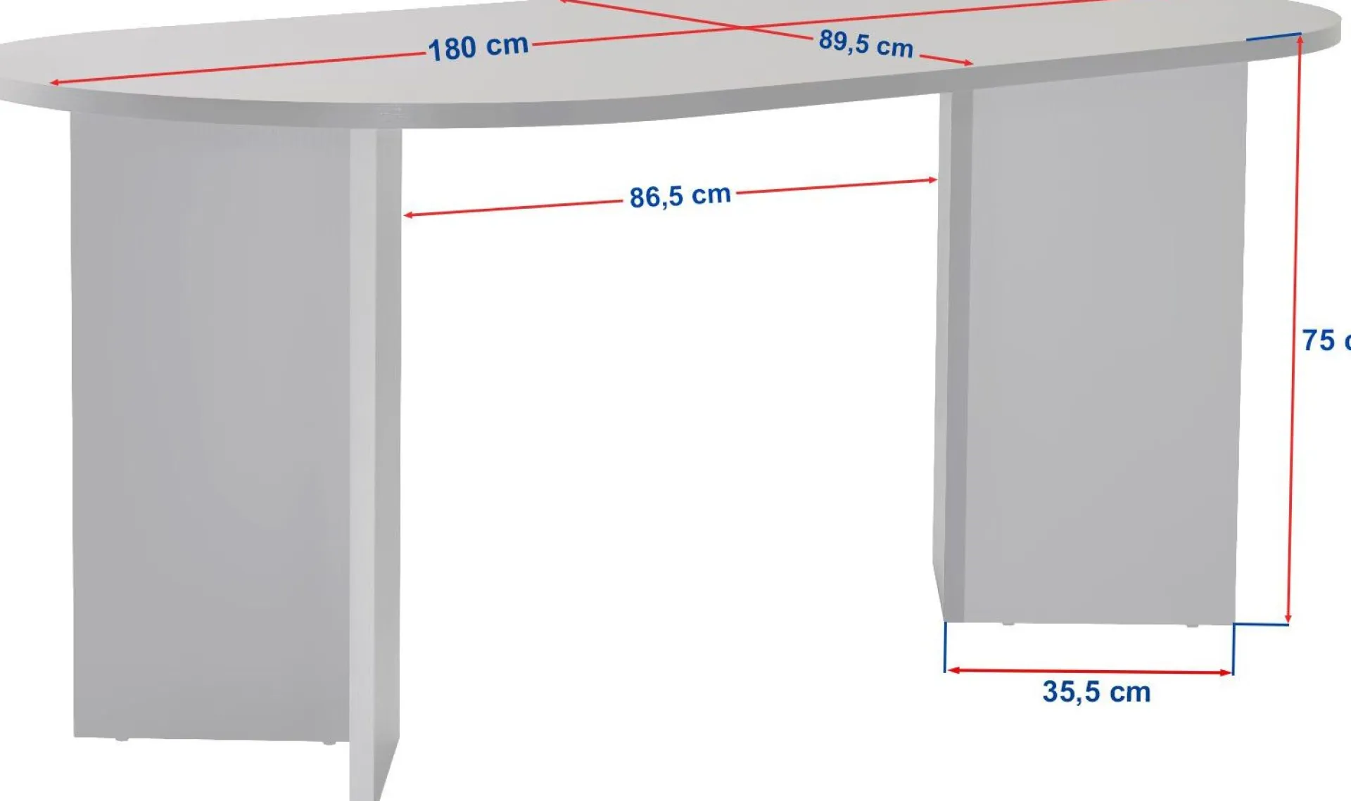 Emob Esstisch Sablin - 100% MELAMINE - Travertin - 75 x 90 x 180 cm