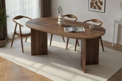Emob Esstisch Sablin - 100% MELAMINE - Walnuss - 75 x 90 x 180 cm