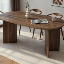 Emob Esstisch Sablin - 100% MELAMINE - Walnuss - 75 x 90 x 180 cm