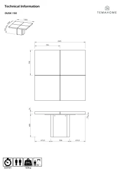Temahome Esstisch Staub - 150x150 cm