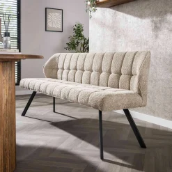 Emob Esszimmerbank Aster - 180x58x81cm - sandfarbener Bouclé-Stoff