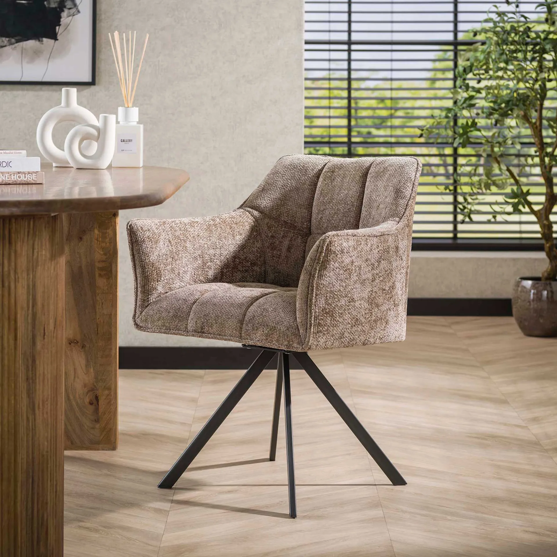 Emob Esszimmer-Drehstuhl Aster - 63x60x81cm - champagner