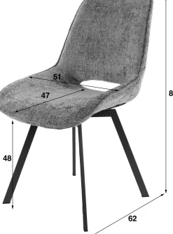 Emob Esszimmer-Drehstuhl Nuria - Chenille-Stoff sand