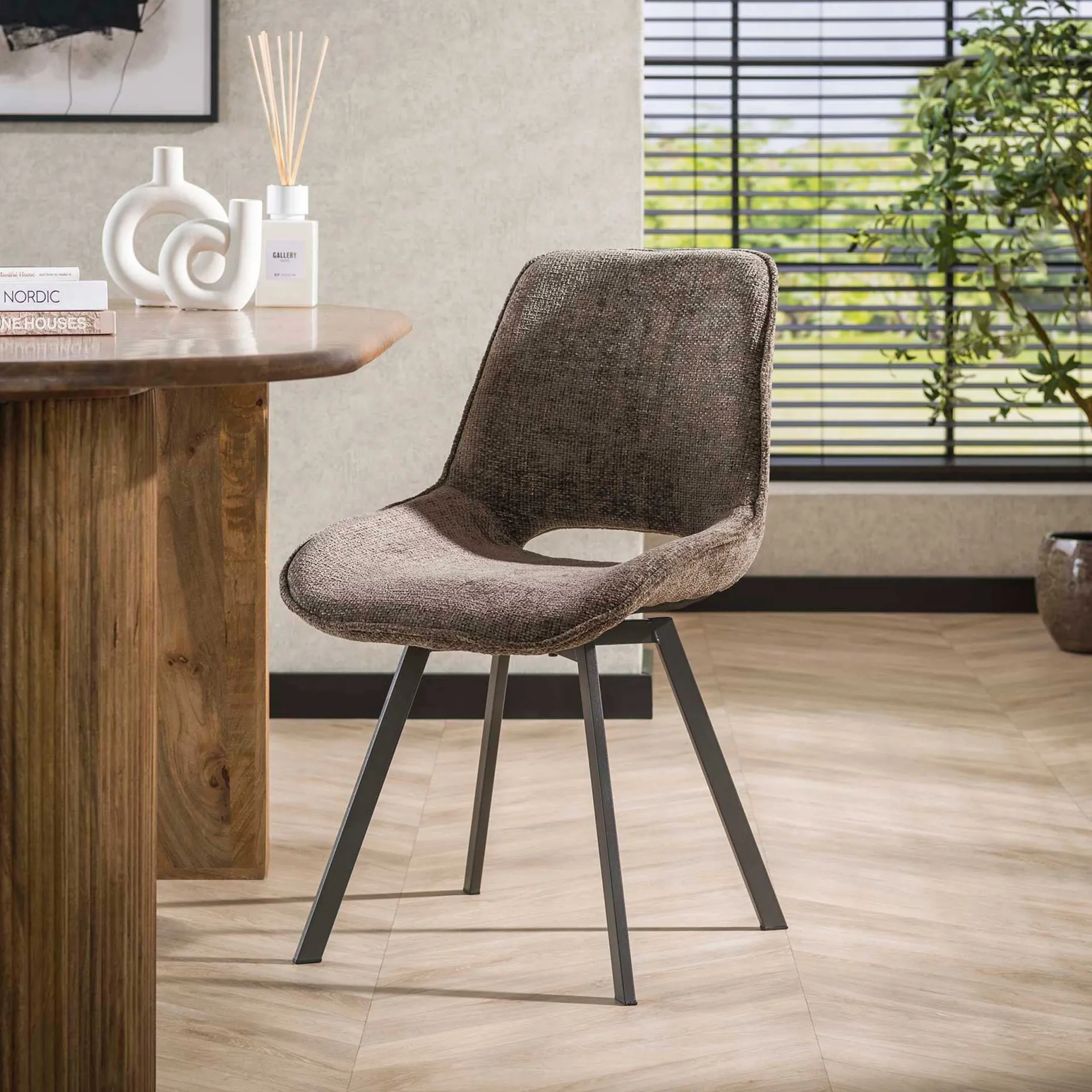 Emob Esszimmer-Drehstuhl Nuria - Chenille-Stoff