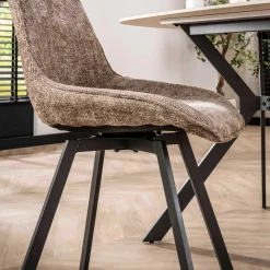 Emob Esszimmer-Drehstuhl Nuria - champagnerfarbener Chenille-Stoff
