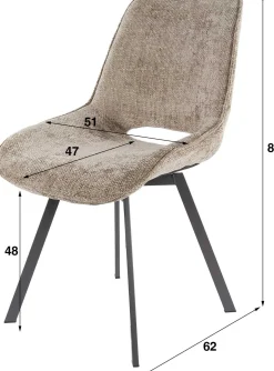 Emob Esszimmer-Drehstuhl Nuria - champagnerfarbener Chenille-Stoff