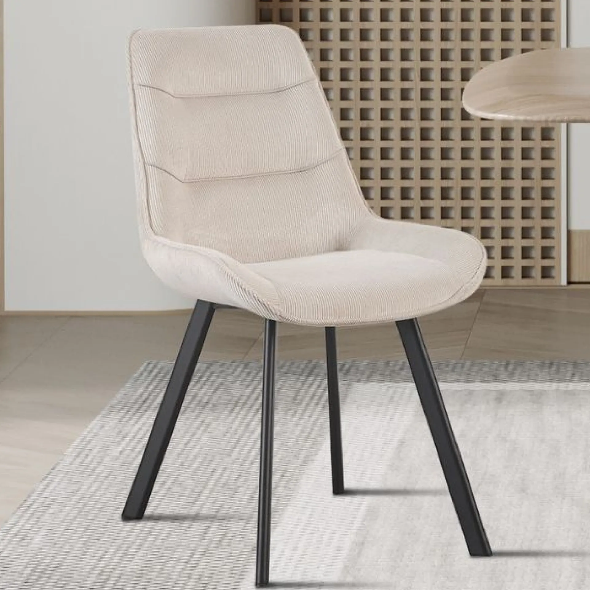 Rousseau Esszimmerstuhl Amalia | 53 x 61 x 87 cm | Sandfarbenes Design