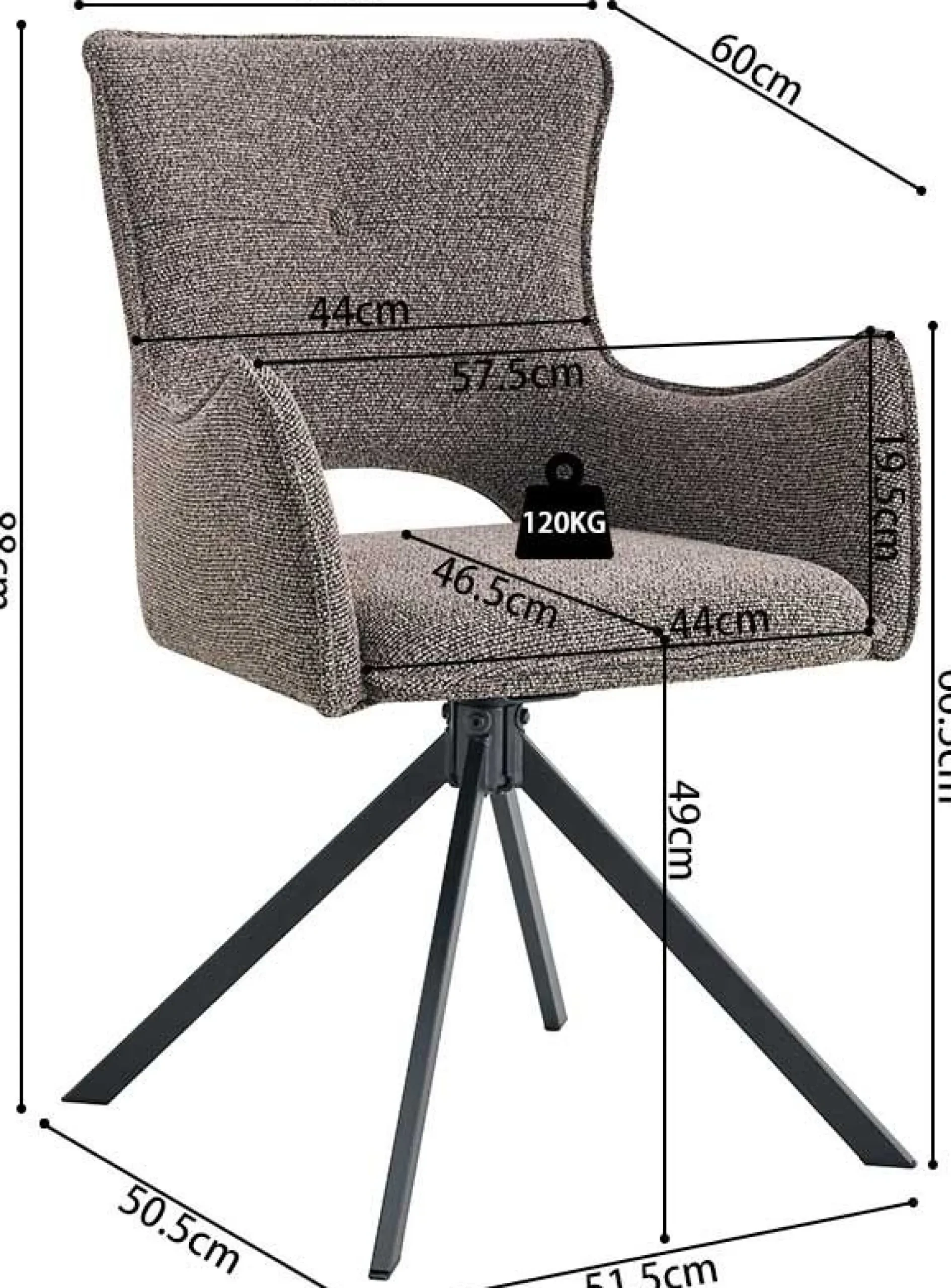 Rousseau Esszimmerstuhl Billy - 58x60x88cm - drehbar - sand