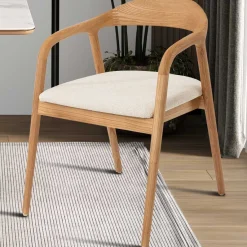 Rousseau Esszimmerstuhl Claire - 57x66x74cm - beige Stoff/Essenholz