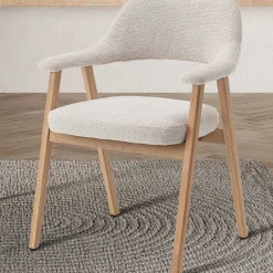 Rousseau Esszimmerstuhl Coralie - 64x59.5x83cm - Eiche massiv/beige Stoff