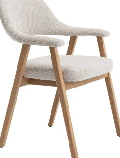 Rousseau Esszimmerstuhl Coralie - 64x59.5x83cm - Eiche massiv/beige Stoff