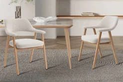 Rousseau Esszimmerstuhl Coralie - 64x59.5x83cm - Eiche massiv/beige Stoff