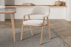 Rousseau Esszimmerstuhl Coralie - 64x59.5x83cm - Eiche massiv/beige Stoff
