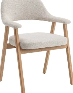 Rousseau Esszimmerstuhl Coralie - 64x59.5x83cm - Eiche massiv/beige Stoff