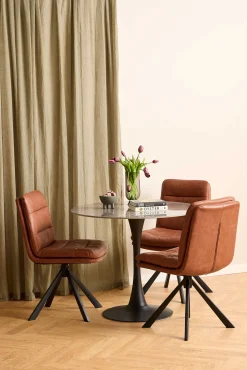 Emob Esszimmerstuhl Dean - 47x57x85cm - Kunstleder - cognac