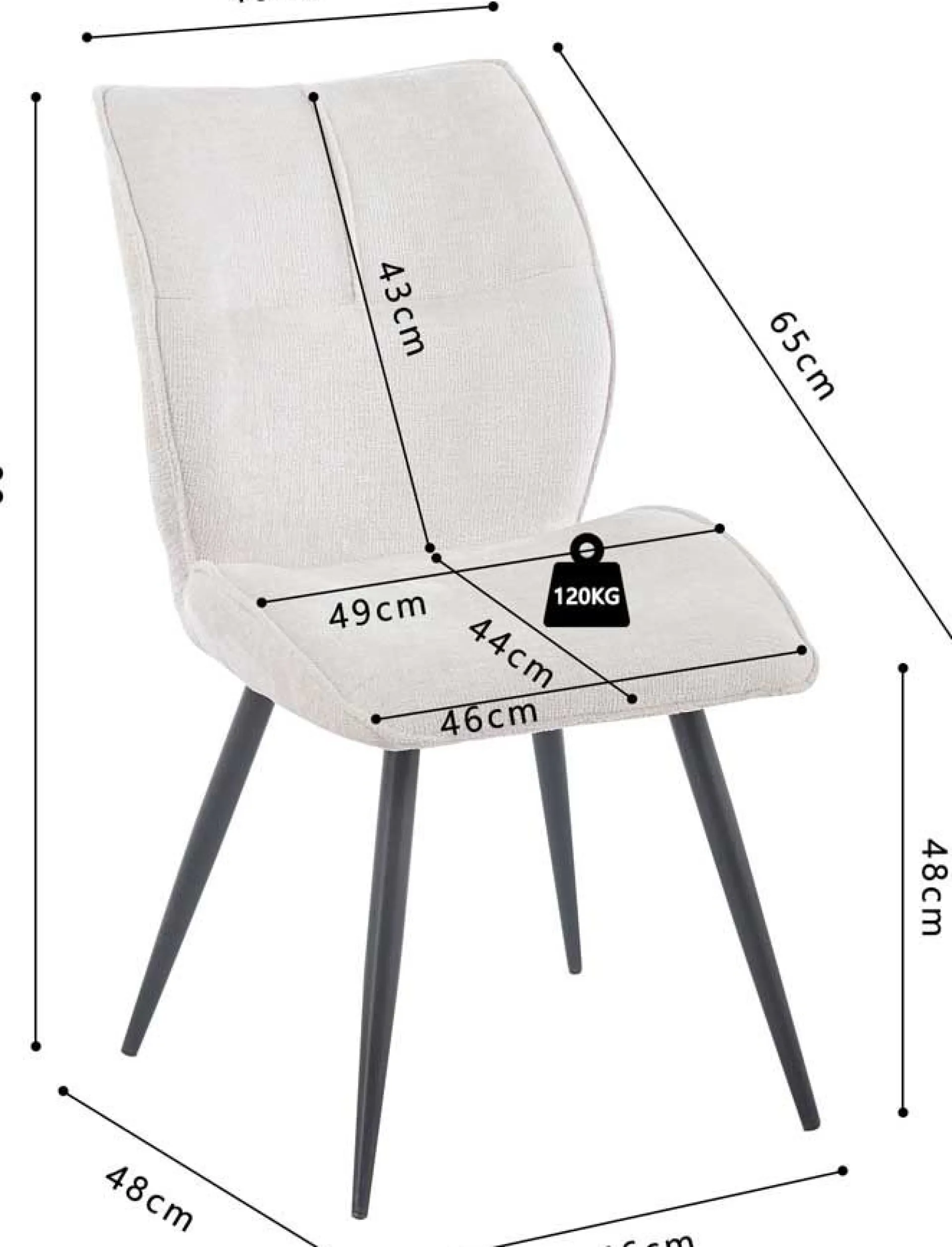 Rousseau Esszimmerstuhl Faye - 49x65x89cm - ecru