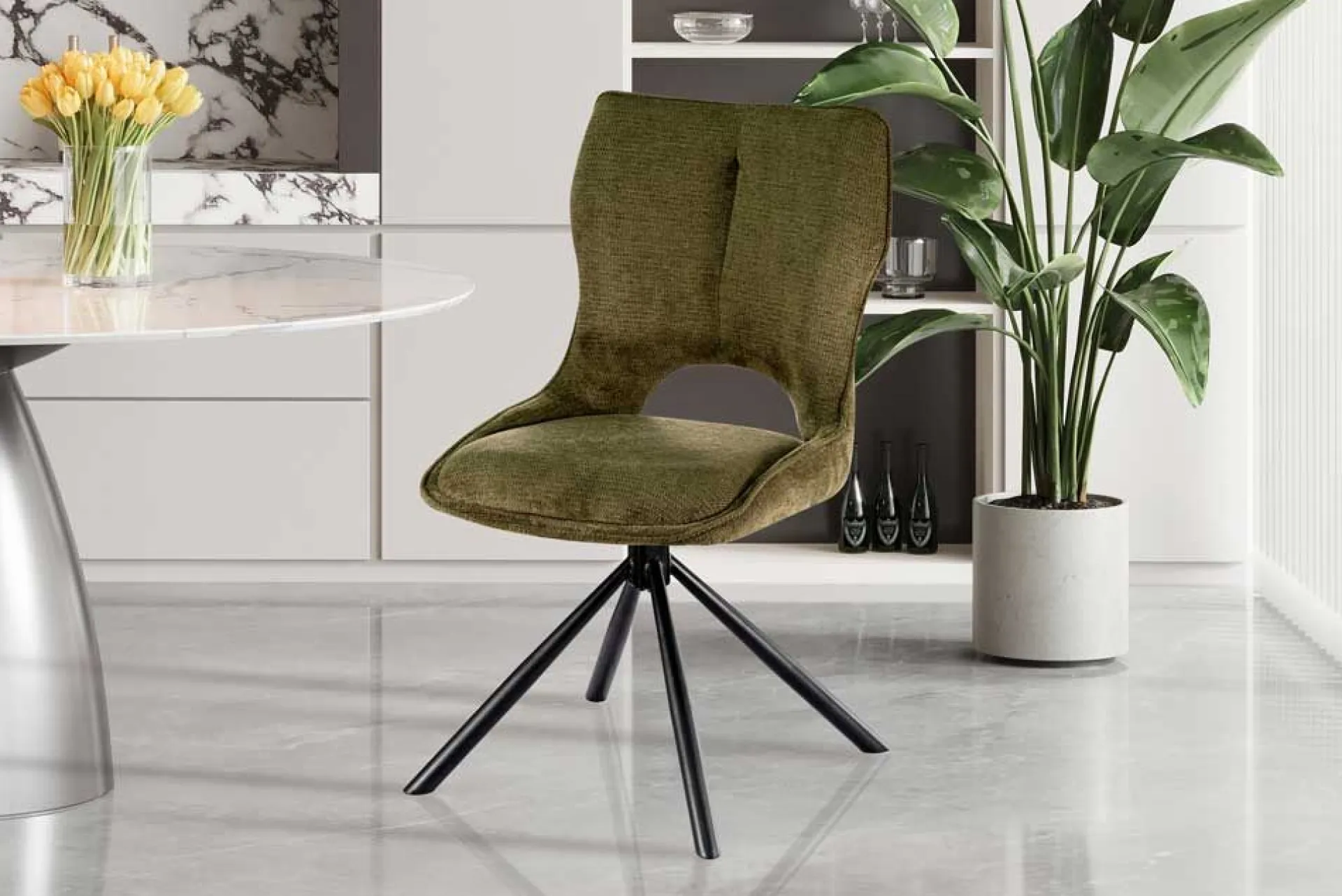 Rousseau Esszimmerstuhl Morris - 48x59.5x90cm - drehbar - er Stoff