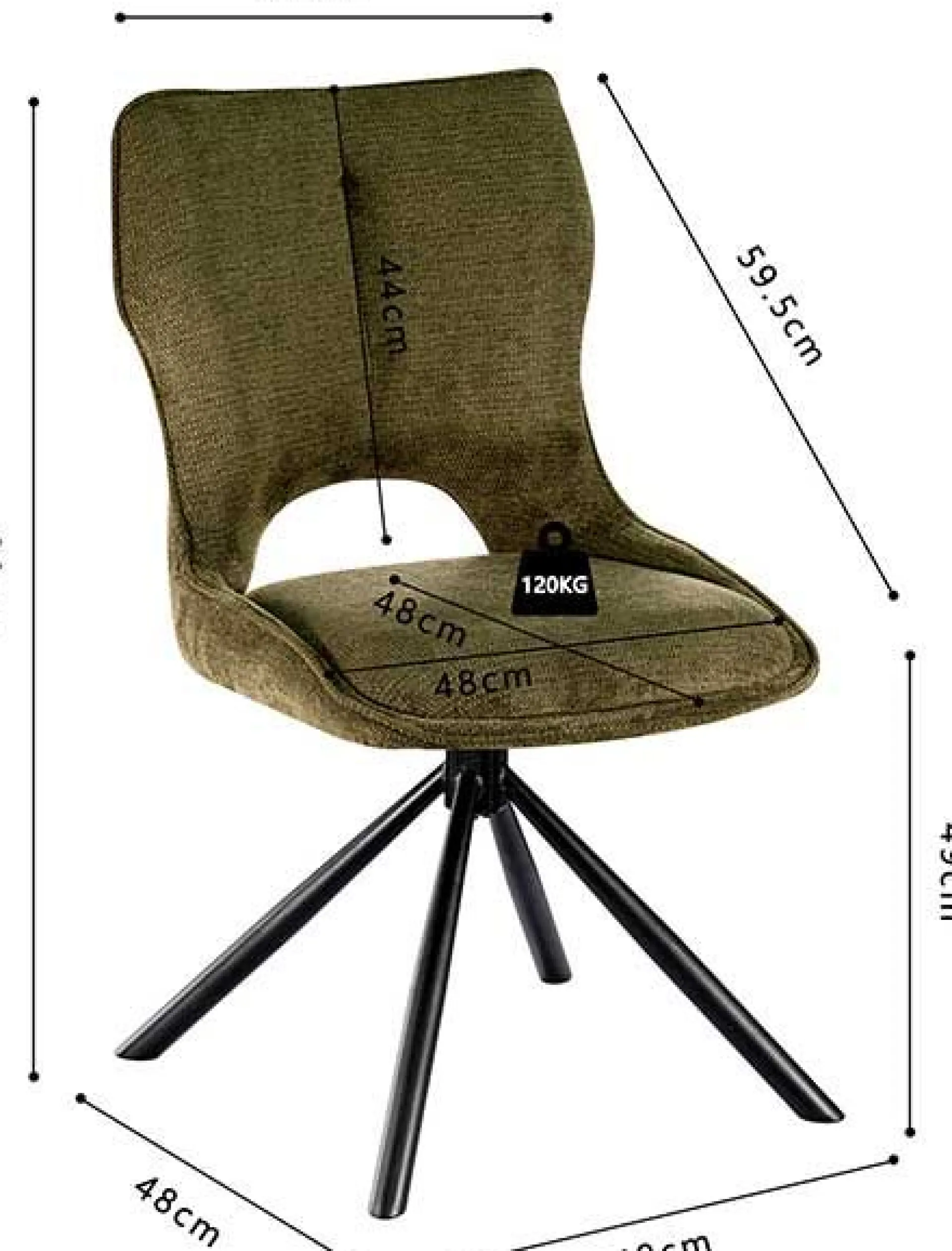 Rousseau Esszimmerstuhl Morris - 48x59.5x90cm - drehbar - er Stoff