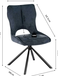 Rousseau Esszimmerstuhl Morris - 48x59.5x90cm - drehbar - er Stoff