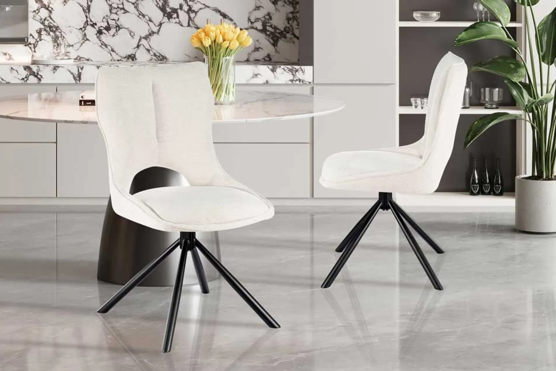 Rousseau Esszimmerstuhl Morris - 48x59.5x90cm - drehbar - Stoff