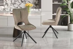 Rousseau Esszimmerstuhl Morris - 48x59.5x90cm - drehbar - heller Stoff
