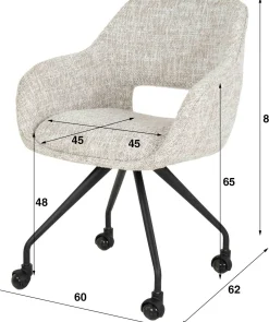 Emob Esszimmerstuhl Spring - 60x62x82cm - mit Rollen - creme