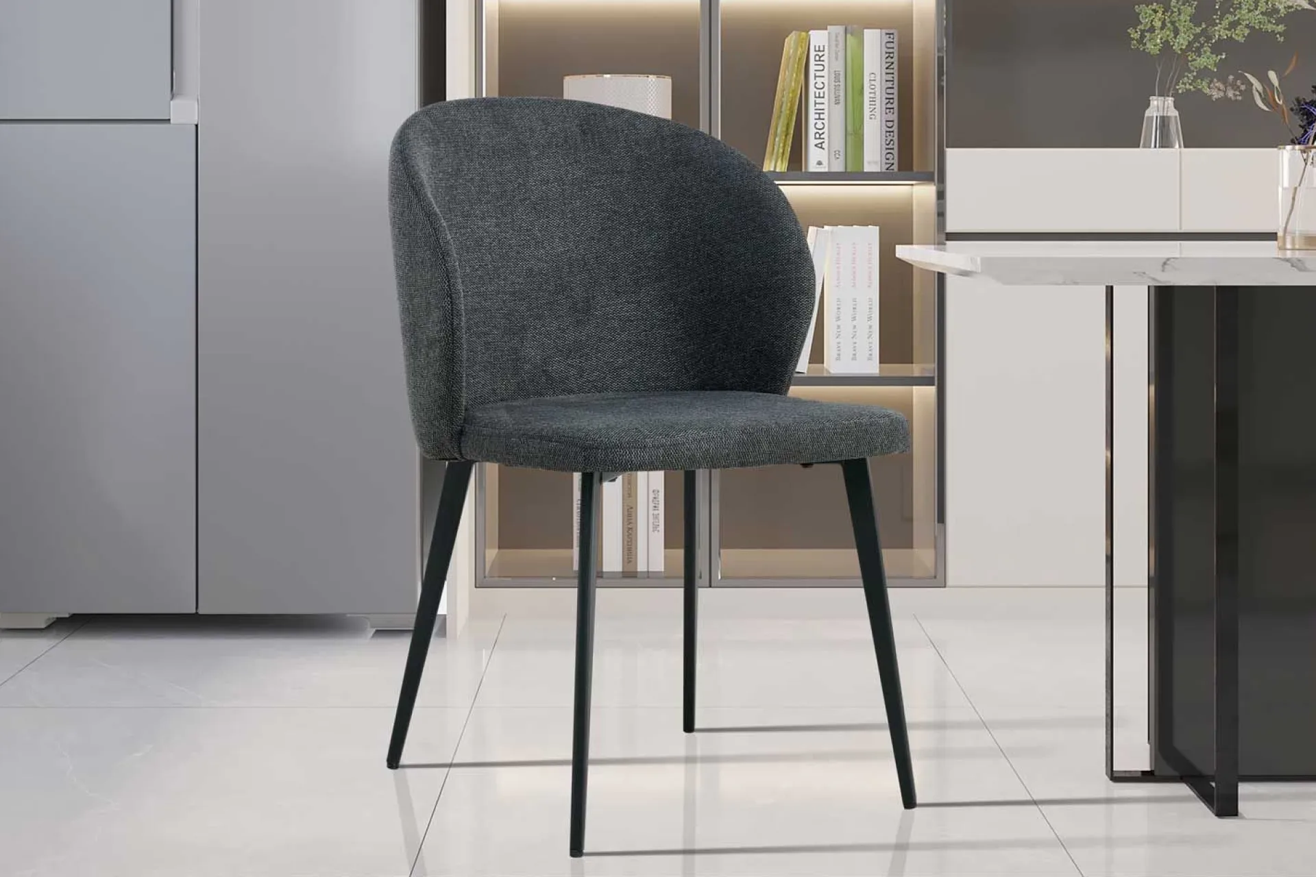 Rousseau Esszimmerstuhl Tilly - 51x55x80cm - dunkelgrauer Stoff