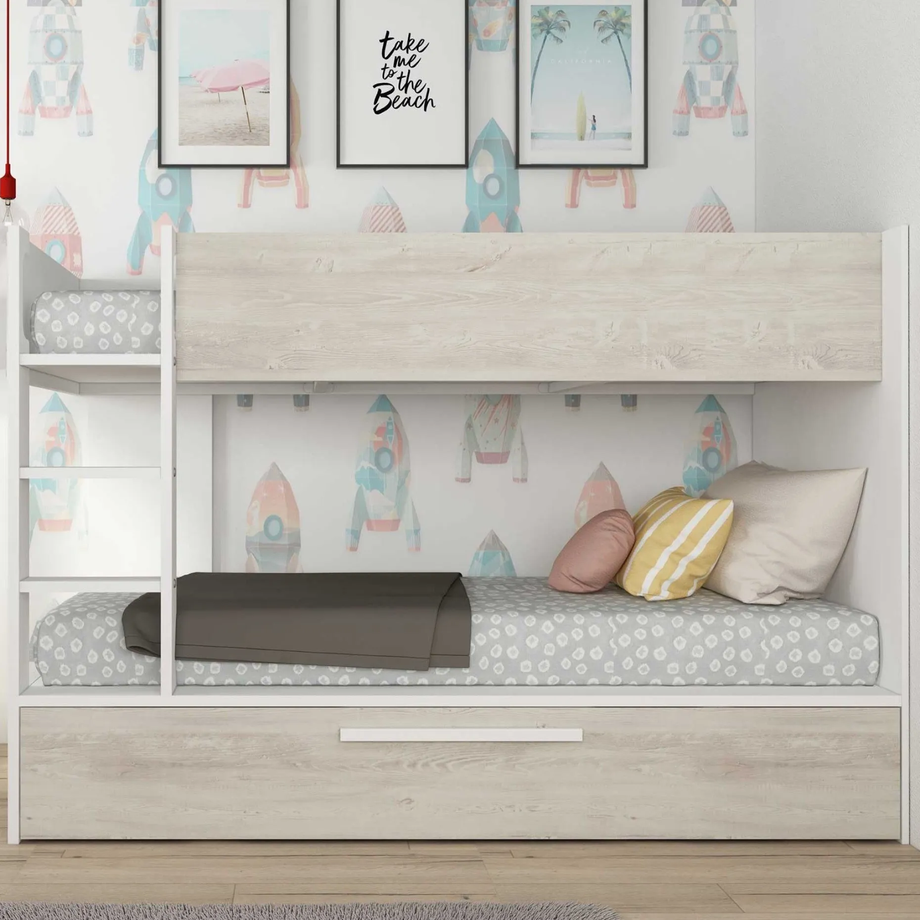 Etagenbett Cassie 90x200 mit Bettkasten - weiß