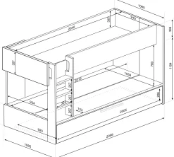 Etagenbett Cassie 90x200 mit Bettkasten - weiß