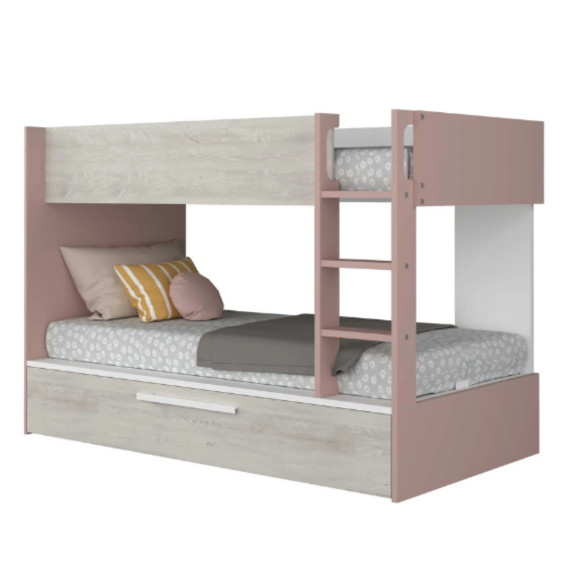Etagenbett Cassie 90x200 mit Bettkasten - altrosa