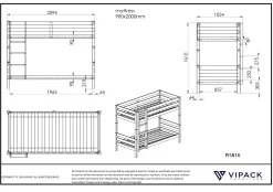 Etagenbett Claire 160cm mit Bettkasten - weiß