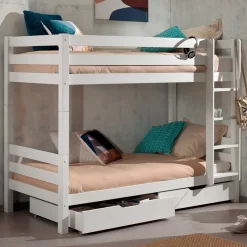 Etagenbett Claire 160cm mit zwei Schubladen - weiß