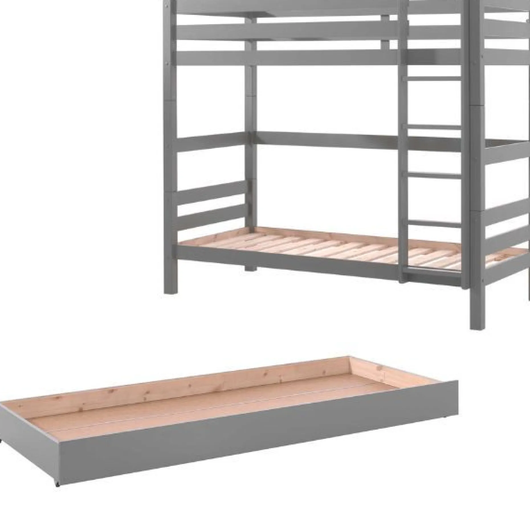 Etagenbett Claire hoch mit Bettkasten - grau